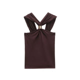 Women's Clothing INS Net Red Pop Sexy Hot Babes Gold Set And Knots Vest