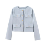 New Flip Decoration Round Collar Short Coat