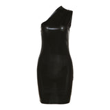Women's New Dress Summer Sexy Solid Color Slanted Shoulder Sleeveless Bagged