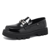 Of 2025 New Youth Round Head Set Foot Fashion Leisure Low Help Lacquer Leather Tooling Small Leather Shoes