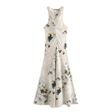 Explosive Women's Temperament Fashion Folds Print Sleeveless