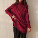 Zingj New Fall / Winter 2023 Retro Lazy Wind Coat With A Long-Sleeved Knit Bottom Turtleneck-Outfit