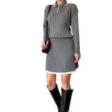 Women's Clothing 2025 Autumn New POLO Collar Splicing Short Skirt Fashion