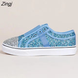 Women Sneakers Gold Glitter Spring Autumn Shinny Bling Fashion Casual Shoes Outdoor Glossy Flat Sneaker Plus Size Shoes