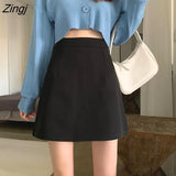 Skirts Women Mid-calf College A-line High Waist Korean Style All-match Friends Streetwear Chic Female Bottom Юбка