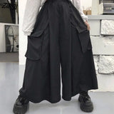 Pants Women Couple Ins Harajuku Spring Autumn Japanese Style Loose Casual Streetwear Pockets BF Full Length Black