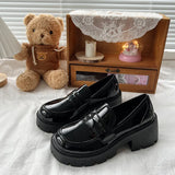 English Wind With Jk Small Leather Shoes Women Round Head With Thick Soles Students With Skirts Two Wearing Lef