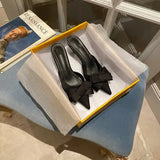 New Semi-trailer Women Wear Fine-heeled Pointy Fashion Joker Bow High-heeled