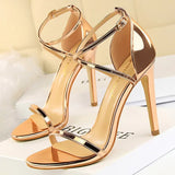 Patent Leather Women Sandals Sexy High Heels Summer Super High Heels 11 Cm Women Stiletto Sandals Female Party