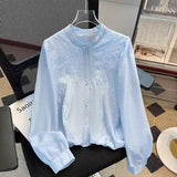 White Shirt Female Senior Spring And Autumn 2025 New Good-Looking Lace Long-Sleeved Beautiful Shirt