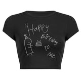 Zingj Simple Print T Women's Fashion Print Crop