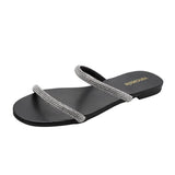 Red Temperament Sandals 2025 Summer New Fairy Wind With Water Drill Flat Bottom Jacket Cool Slippers Outside