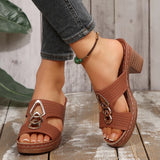 Summer New Slope And Slippers Women's Shoes Large Thick And Fish Mouth Type Thick-Bottomed Slippers
