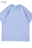 Summer Oversized T-shirt For Women 220G Loose Short Sleeve Tees Solid Casual Basic Cotton T Shirts For Women
