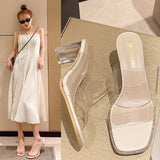 Drill Transparent Cool Slippers Women 2025 New Summer With Coarse Heel High Fairy Wind