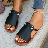 Braided With Fish Mouth Slippers Women Solid Color Wearing A Word Beach Cold