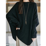 Plus-Size Sweater Loose Shawl Fashion Bat Shirt Women 2025 Sweater Lazy Top Cover Meat Jacket