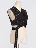 Trend Wind Sleeveless Jacket 2025 Summer New Personality Handmade Rivets Splicing Design Sense Vest