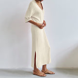 Zingj Ribbed Knitting On Both Sides Of The Short-Sleeved Skirt