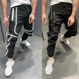 New Men Fashion Soft Shell Hiking Pants Waterproof Trousers Fall Winter Warm Fleece Lined Bottoms Reflective Night