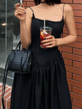 Lace Up Corset Black Maxi Dress-Outfit