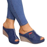 New Summer Denim Sandals, High Heels, Large Sizes