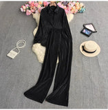 Suit Female Temperament Loose Long-Sleeved Shirt Two Sets Of Leisure High-Waist Hanging Pendant 100