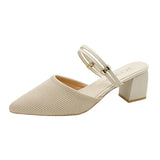Head With Coarse Heel Cool Slippers Half-Dragging Sandals Women's Summer 2025 New Breathable Cloth
